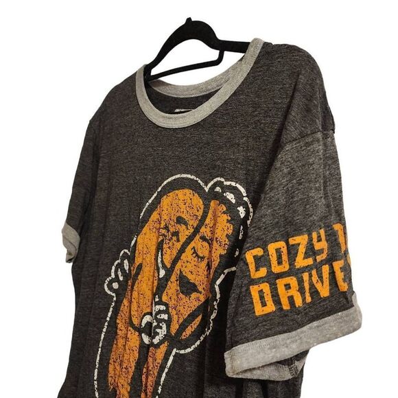 American Road Trip Retro Style Cozy Dog Drive In Men's Ringer T Shirt Size Large - Picture 8 of 9